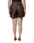 Dolce & Gabbana Brown Floral Brocade Mid Waist Mini Short