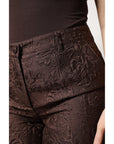 Dolce & Gabbana Brown Floral Brocade Mid Waist Mini Short