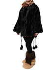 Dolce & Gabbana Black Lamb Fur Short Women Coat Jacket