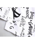 Dolce & Gabbana White Graffiti Print Cotton Crew Neck T-shirt
