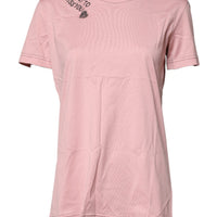 Dolce & Gabbana Pink Logo Print Cotton Crew Neck T-shirt