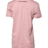 Dolce & Gabbana Pink Logo Print Cotton Crew Neck T-shirt