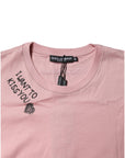 Dolce & Gabbana Pink Logo Print Cotton Crew Neck T-shirt
