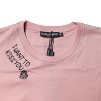 Dolce & Gabbana Pink Logo Print Cotton Crew Neck T-shirt