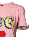 Dolce & Gabbana Pink Logo Print Cotton Crew Neck Tee T-shirt