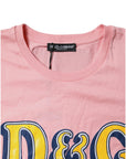 Dolce & Gabbana Pink Logo Print Cotton Crew Neck Tee T-shirt