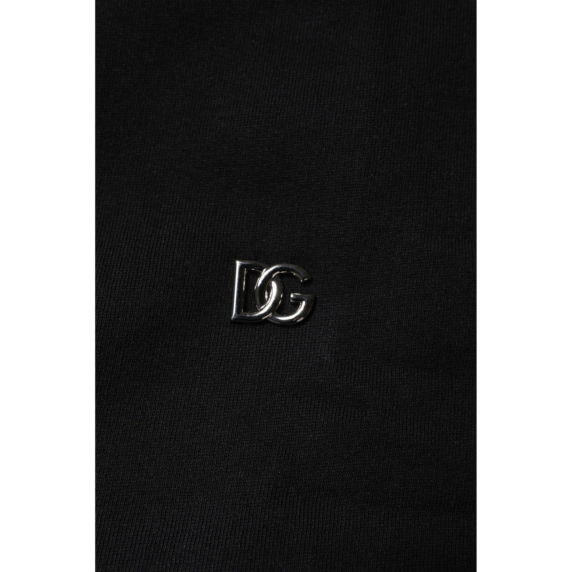 Dolce & Gabbana Black Cotton Crew Neck Sweatshirt Sweater