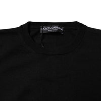 Dolce & Gabbana Black Wool Knit Crew Neck Pullover Sweater