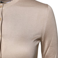 Dolce & Gabbana Beige Silk Button Down Cardigan Sweater