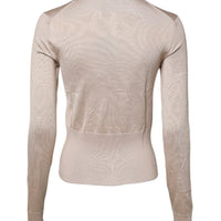 Dolce & Gabbana Beige Silk Button Down Cardigan Sweater