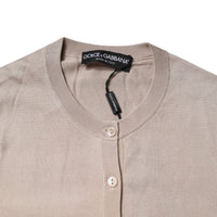 Dolce & Gabbana Beige Silk Button Down Cardigan Sweater