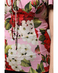 Dolce & Gabbana Pink Floral Silk Short Sleeves Blouse Top