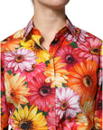 Dolce & Gabbana Multicolor Floral Cotton Cropped Blouse Top
