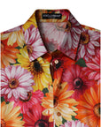 Dolce & Gabbana Multicolor Floral Cotton Cropped Blouse Top