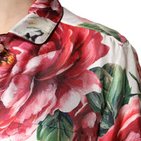 Dolce & Gabbana White Floral Silk Lounge Sleepwear Blouse Top