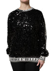 Dolce & Gabbana Black DG Queen Sequin Pullover Sweater