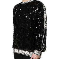 Dolce & Gabbana Black DG Queen Sequin Pullover Sweater