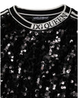 Dolce & Gabbana Black DG Queen Sequin Pullover Sweater