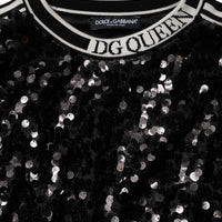 Dolce & Gabbana Black DG Queen Sequin Pullover Sweater