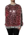 Dolce & Gabbana Pink DG Queen Sequin Pullover Sweater