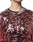 Dolce & Gabbana Pink DG Queen Sequin Pullover Sweater