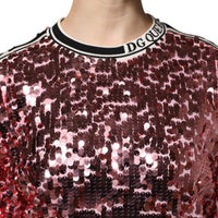 Dolce & Gabbana Pink DG Queen Sequin Pullover Sweater