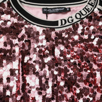 Dolce & Gabbana Pink DG Queen Sequin Pullover Sweater