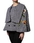 Dolce & Gabbana Black White Monochrome Patterned Floral Cape Jacket