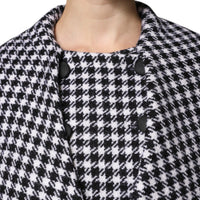 Dolce & Gabbana Black White Monochrome Patterned Floral Cape Jacket