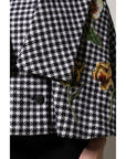 Dolce & Gabbana Black White Monochrome Patterned Floral Cape Jacket