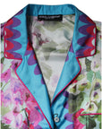 Dolce & Gabbana Multicolor Floral Collared Short Sleeve Top
