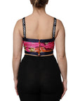 Dolce & Gabbana Multicolor Floral Sleeveless Bustier Cropped Top