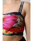 Dolce & Gabbana Multicolor Floral Sleeveless Bustier Cropped Top