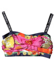 Dolce & Gabbana Multicolor Floral Sleeveless Bustier Cropped Top
