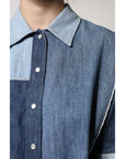 Dolce & Gabbana Blue Cotton Button Up Collared Long Sleeve Top