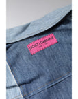 Dolce & Gabbana Blue Cotton Button Up Collared Long Sleeve Top
