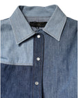 Dolce & Gabbana Blue Cotton Button Up Collared Long Sleeve Top