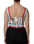 Dolce & Gabbana White Vegetable Print Sweetheart Cropped Top