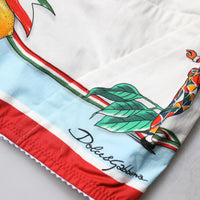 Dolce & Gabbana White Vegetable Print Sweetheart Cropped Top