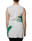 Dolce & Gabbana White Banana Leaf Print Round Neck Tank Top