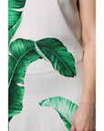 Dolce & Gabbana White Banana Leaf Print Round Neck Tank Top