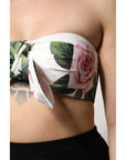 Dolce & Gabbana White Floral Print Cropped Bustier Corset Top