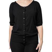 Dolce & Gabbana Black Button Down Short Sleeve Blouse Top