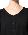 Dolce & Gabbana Black Button Down Short Sleeve Blouse Top