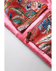 Dolce & Gabbana Red Floral Brocade Cropped Bustier Corset Top