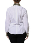 Dolce & Gabbana White Cotton Long Sleeves Sequin Shirt Top