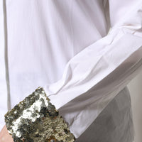 Dolce & Gabbana White Cotton Long Sleeves Sequin Shirt Top
