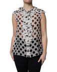 Dolce & Gabbana White Black Polka Dot Cotton Sleeveless Top