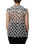 Dolce & Gabbana White Black Polka Dot Cotton Sleeveless Top