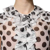 Dolce & Gabbana White Black Polka Dot Cotton Sleeveless Top